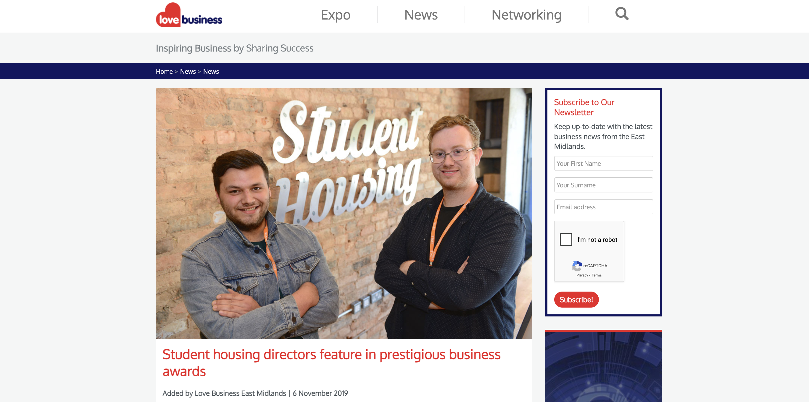 Student Housing Directors Recognised at Prestigious Business Awards